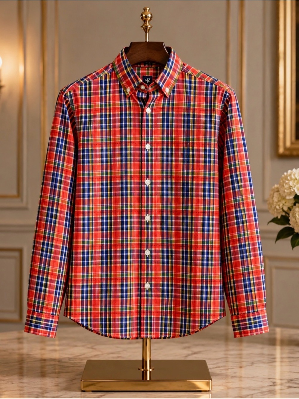 Boys Red Plaid Button-Down Shirt